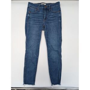 Madewell 9" High Rise Skinny Jeans Size 28P‎ 28x25 Dark Denim Wash J6518 Raw Hem